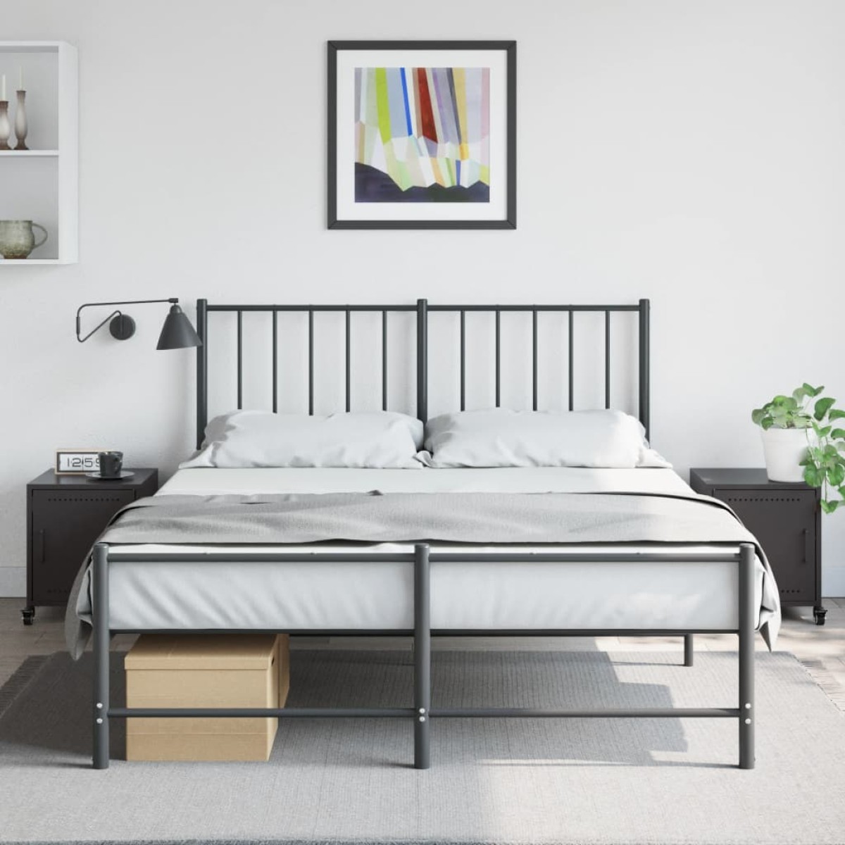vidaXL Κομοδίνα 2 τεμ. Μαύρο 36x39x43,5 εκ. από Χάλυβα