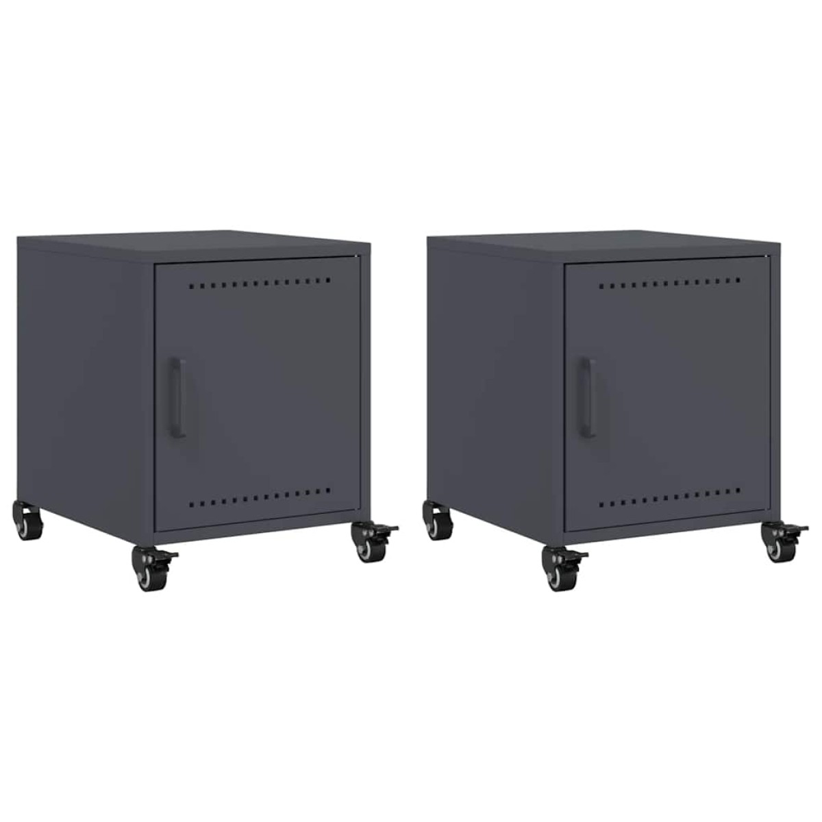 vidaXL Κομοδίνα 2 τεμ. Ανθρακί 36x39x43,5 εκ. από Χάλυβα