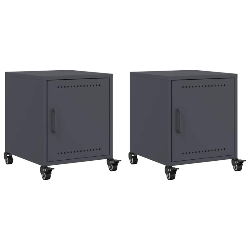 vidaXL Κομοδίνα 2 τεμ. Ανθρακί 36x39x43,5 εκ. από Χάλυβα