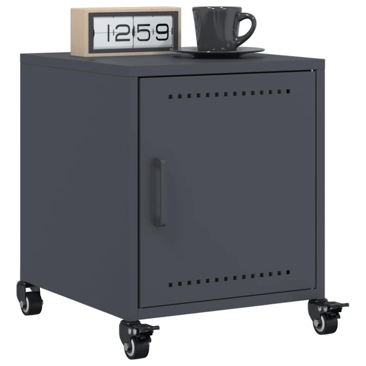 vidaXL Κομοδίνα 2 τεμ. Ανθρακί 36x39x43,5 εκ. από Χάλυβα