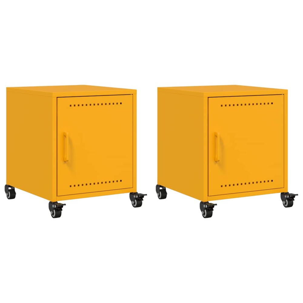vidaXL Κομοδίνα 2 τεμ. Μουσταρδί 36x39x43,5 εκ. από Χάλυβα