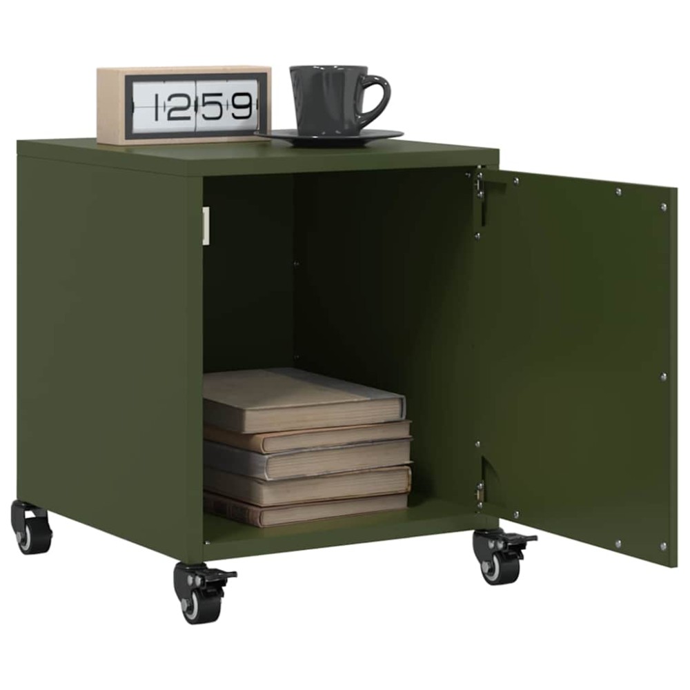 vidaXL Κομοδίνα 2 τεμ. Πράσινο Λαδί 36x39x43,5 εκ. από Χάλυβα