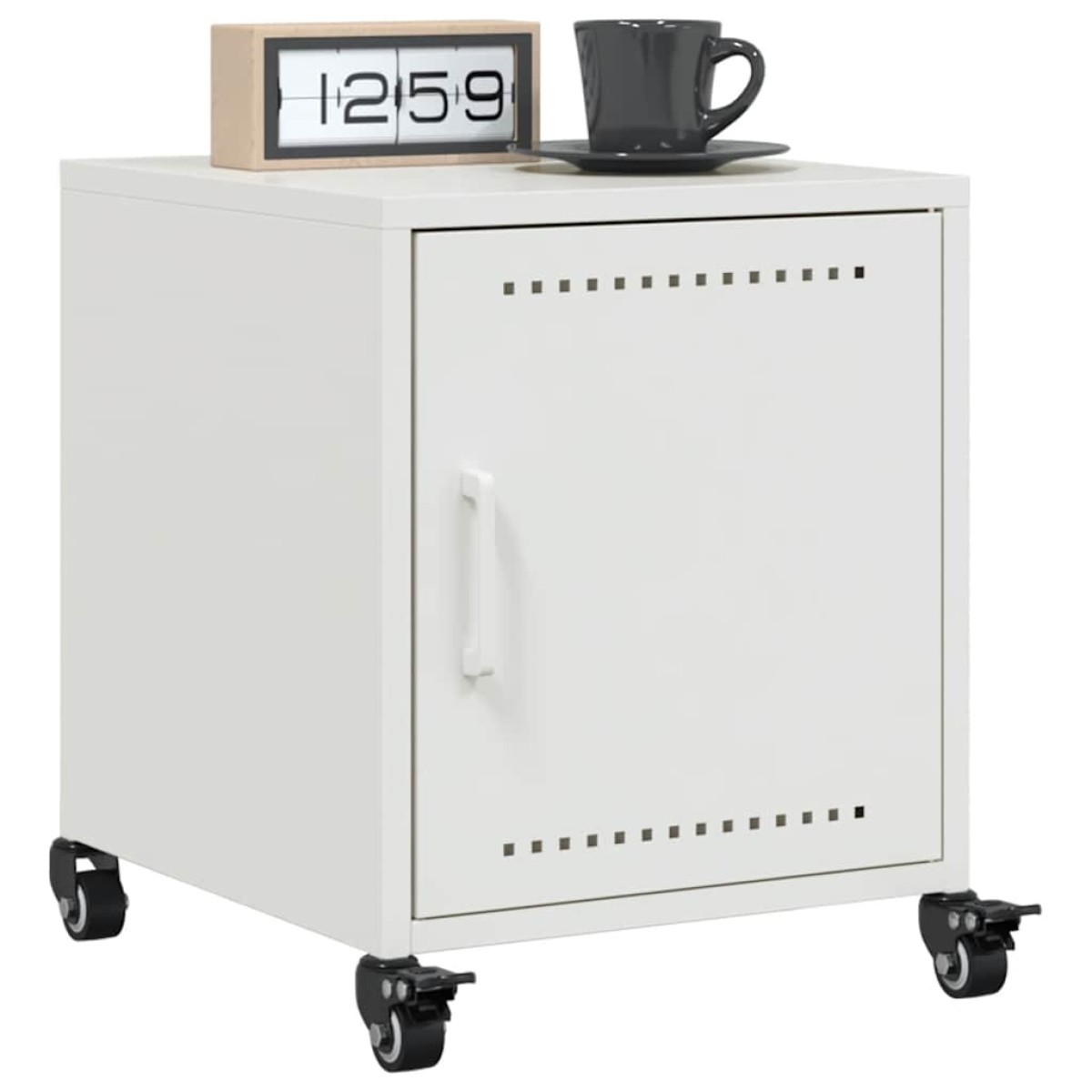 vidaXL Κομοδίνο Λευκό 36x39x43,5 εκ. από Χάλυβα