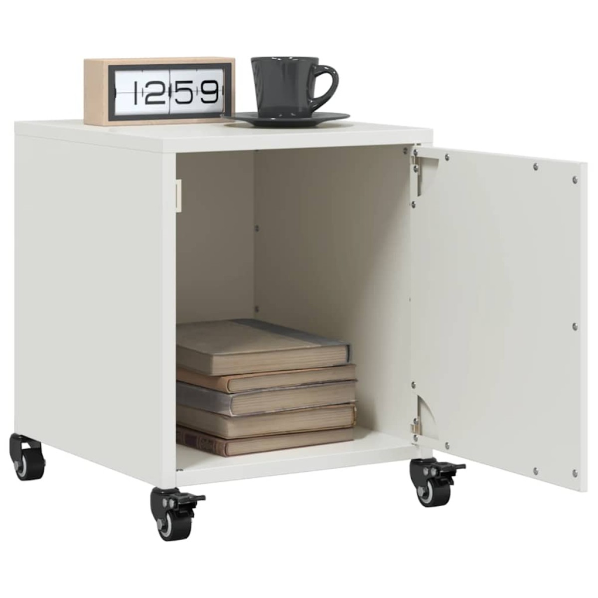 vidaXL Κομοδίνο Λευκό 36x39x43,5 εκ. από Χάλυβα