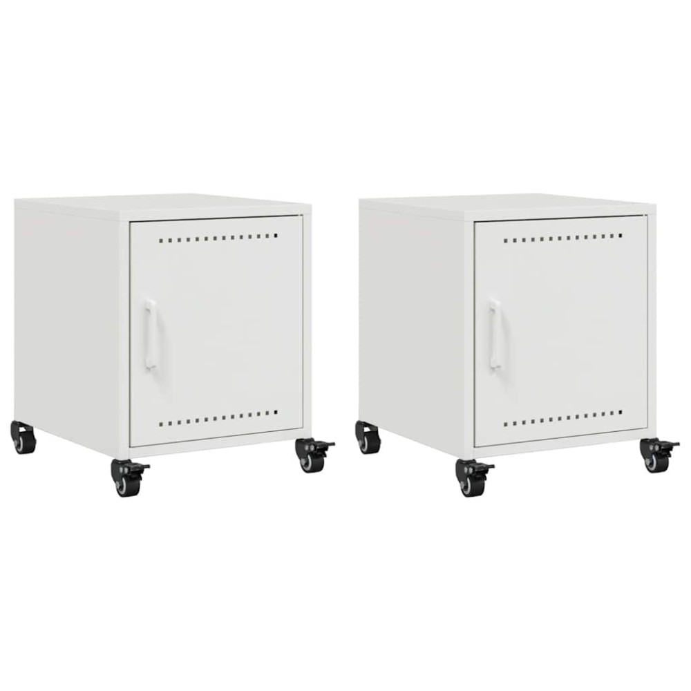 vidaXL Κομοδίνα 2 τεμ. Λευκό 36x39x43,5 εκ. από Χάλυβα