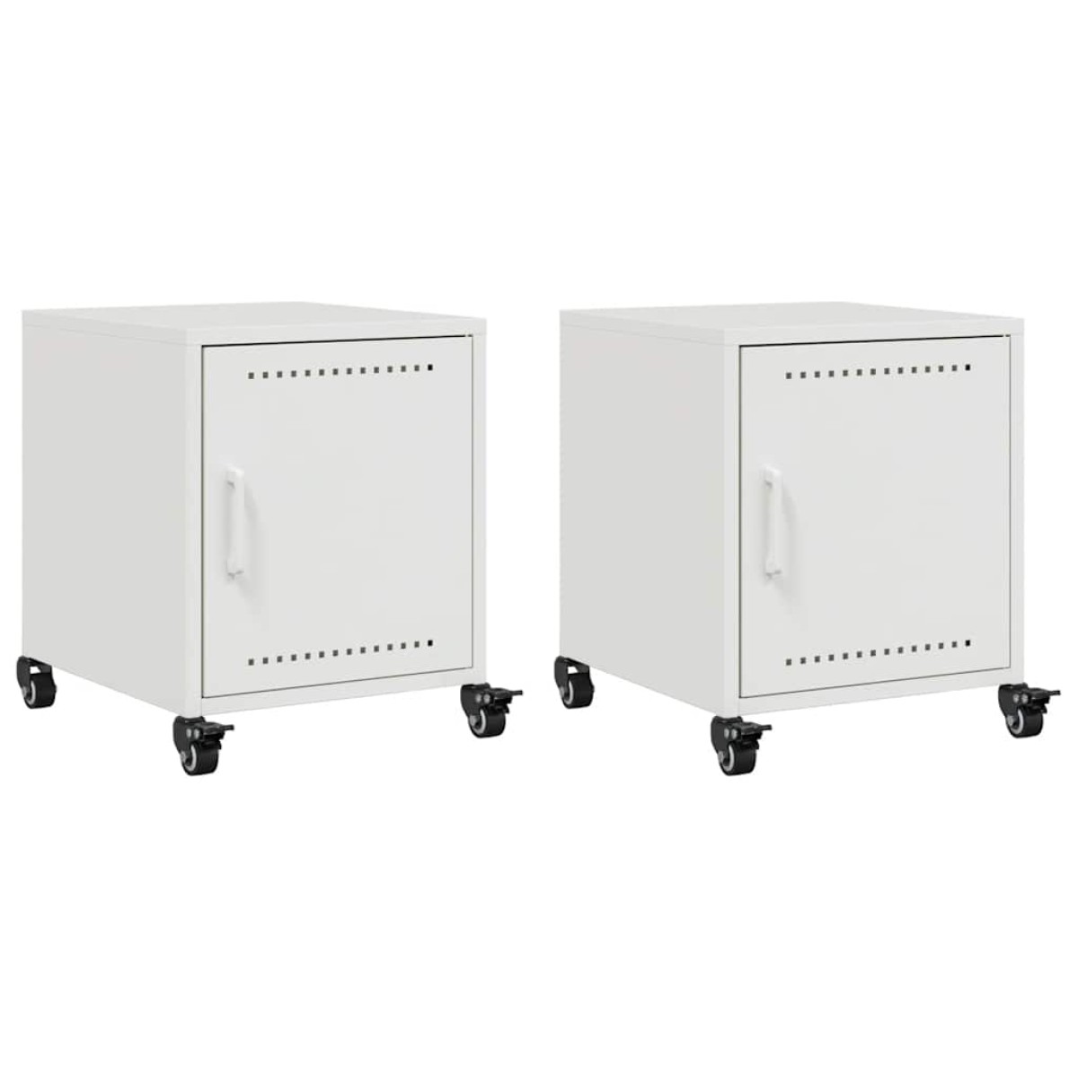 vidaXL Κομοδίνα 2 τεμ. Λευκό 36x39x43,5 εκ. από Χάλυβα