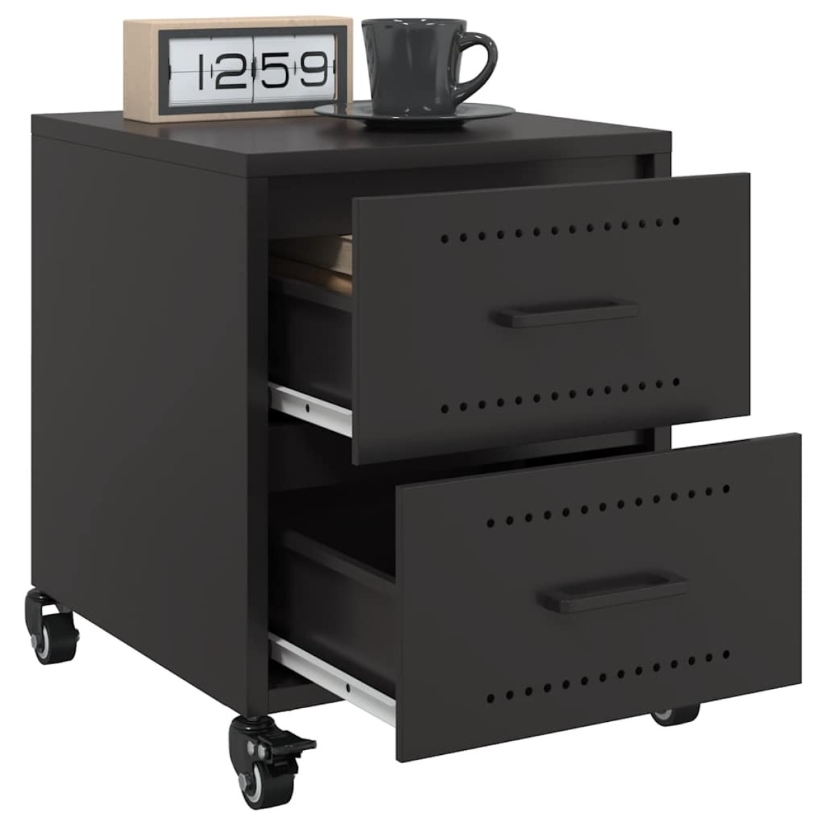 vidaXL Κομοδίνα 2 τεμ. Μαύρο 36x39x43,5 εκ. από Χάλυβα