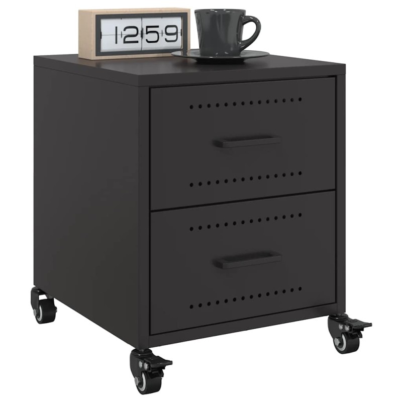 vidaXL Κομοδίνα 2 τεμ. Μαύρο 36x39x43,5 εκ. από Χάλυβα