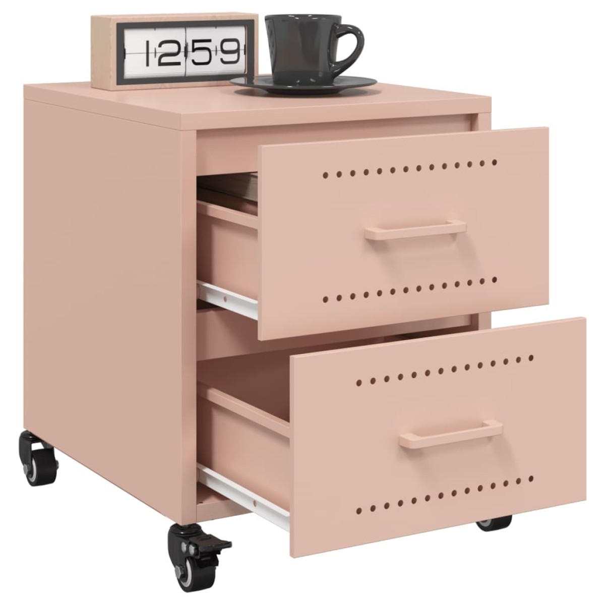 vidaXL Κομοδίνο Ροζ 36x39x43,5 εκ. από Χάλυβα