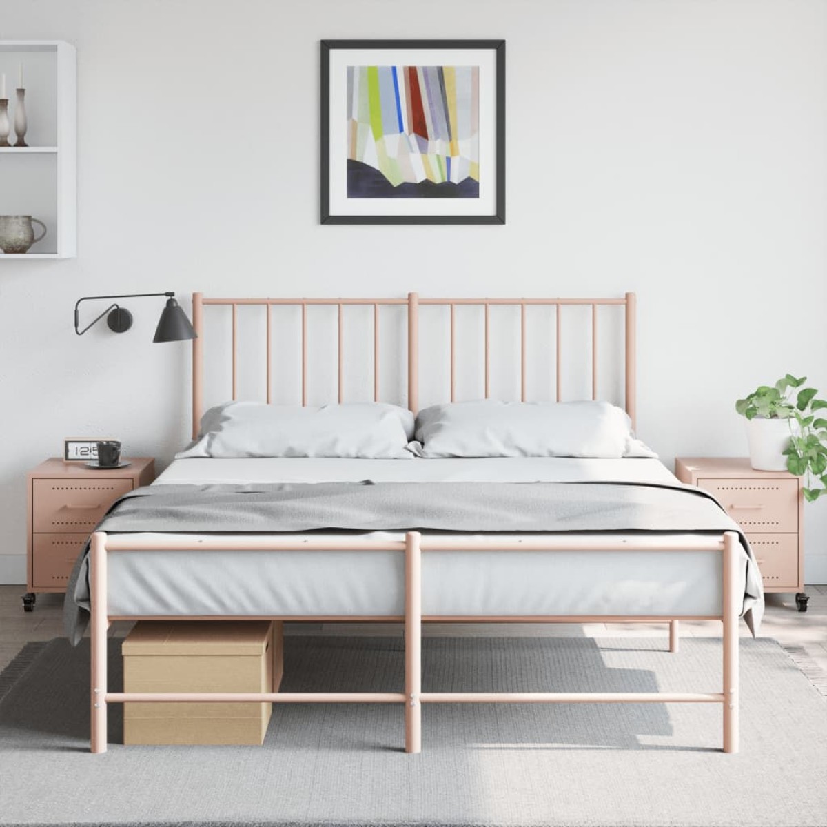 vidaXL Κομοδίνα 2 τεμ. Ροζ 36x39x43,5 εκ. από Χάλυβα