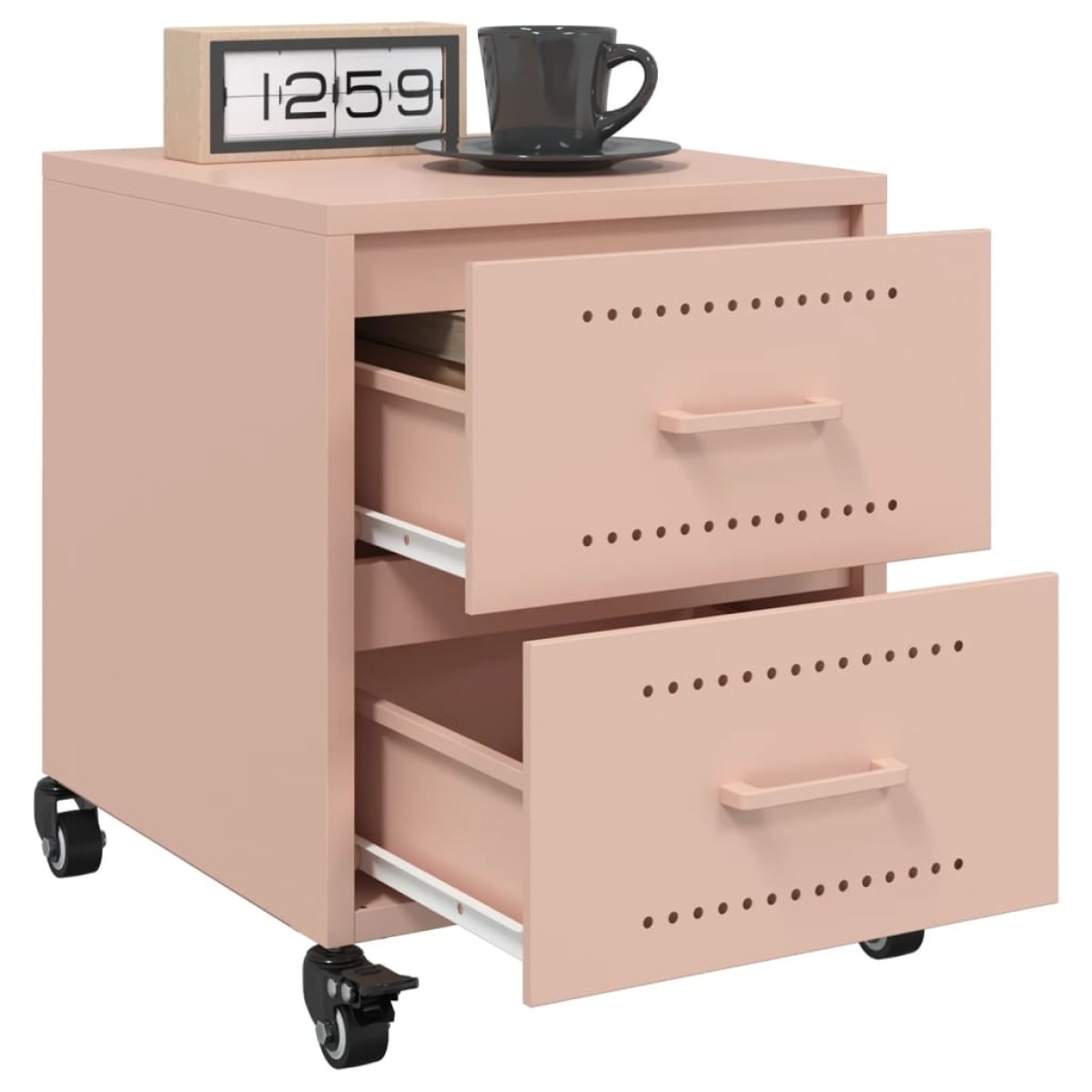 vidaXL Κομοδίνα 2 τεμ. Ροζ 36x39x43,5 εκ. από Χάλυβα