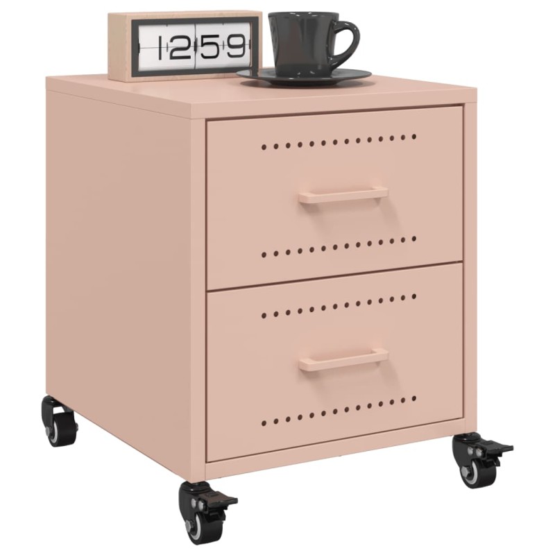 vidaXL Κομοδίνα 2 τεμ. Ροζ 36x39x43,5 εκ. από Χάλυβα
