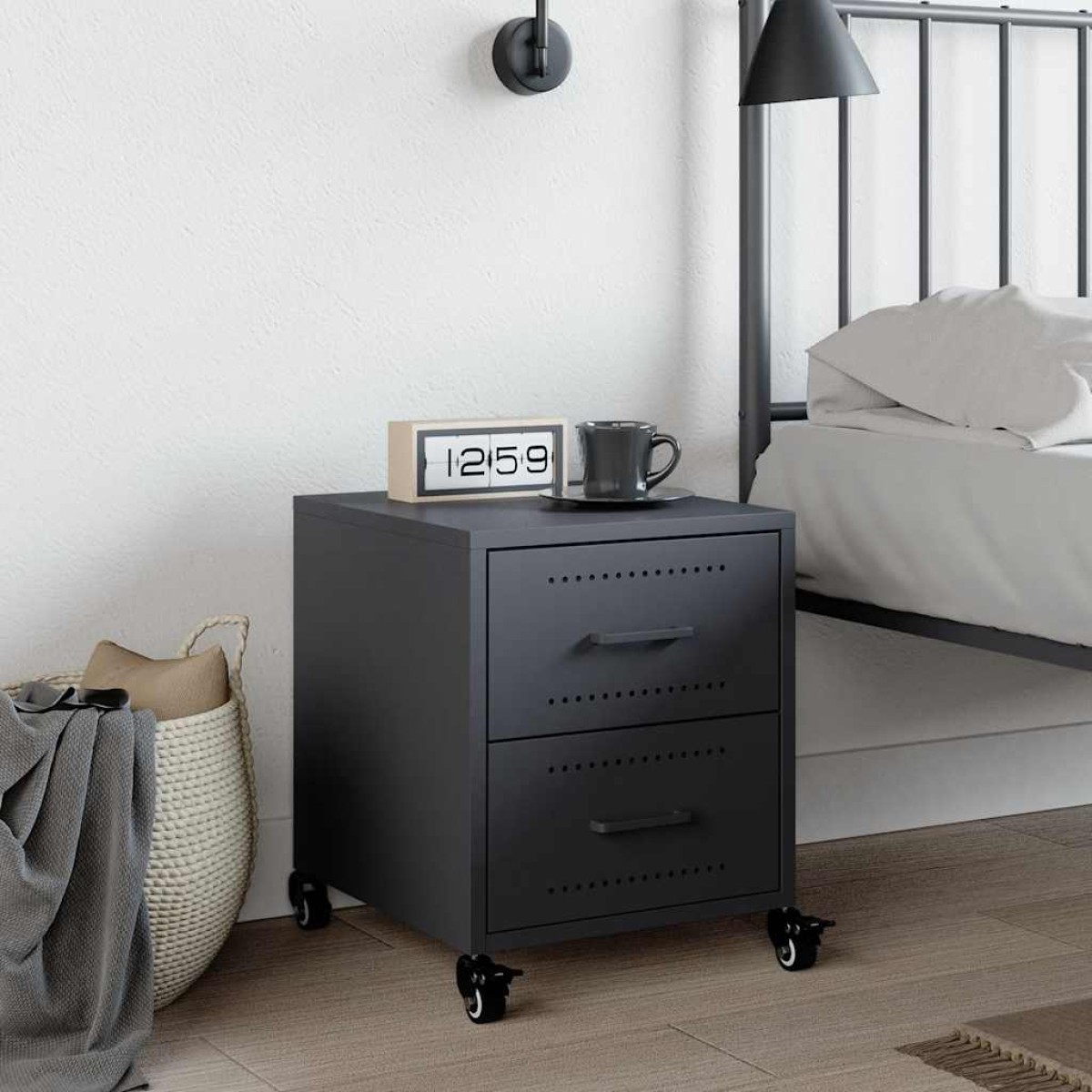 vidaXL Κομοδίνο Ανθρακί 36 x 39 x 43,5 εκ. από Χάλυβα