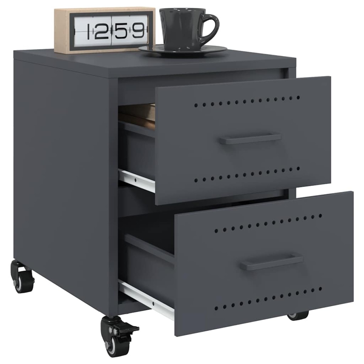 vidaXL Κομοδίνο Ανθρακί 36 x 39 x 43,5 εκ. από Χάλυβα