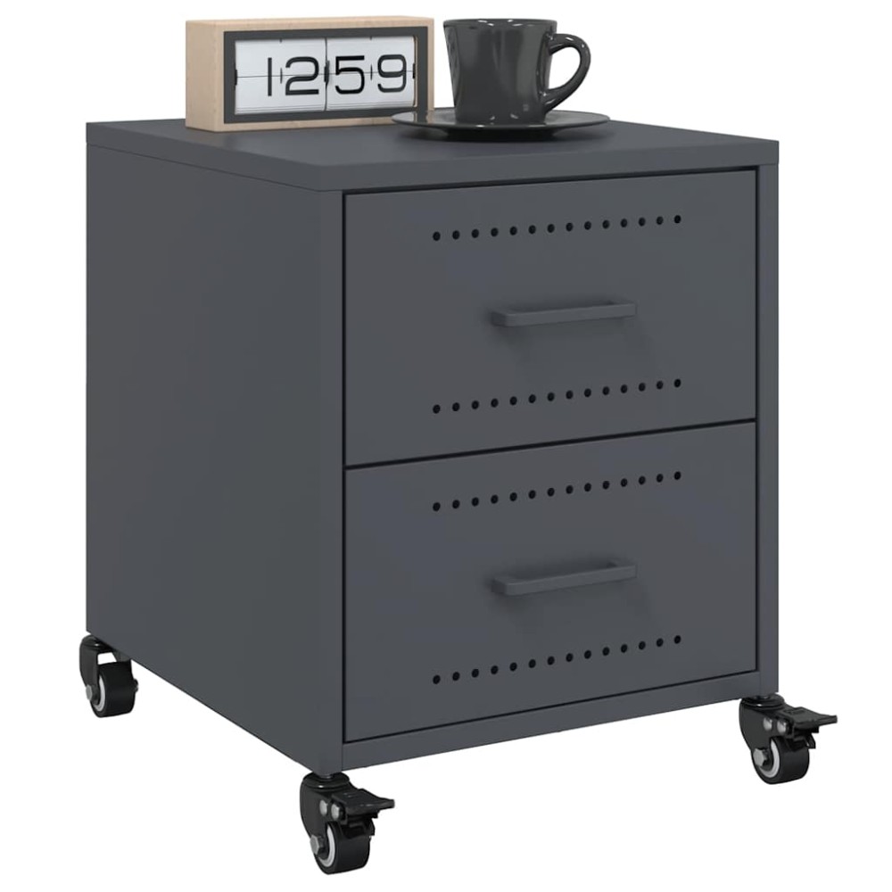 vidaXL Κομοδίνα 2 τεμ. Ανθρακί 36x39x43,5 εκ. από Χάλυβα