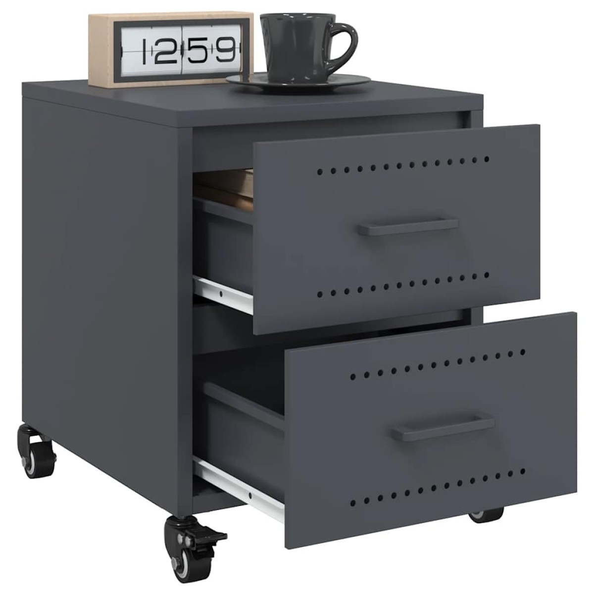 vidaXL Κομοδίνα 2 τεμ. Ανθρακί 36x39x43,5 εκ. από Χάλυβα