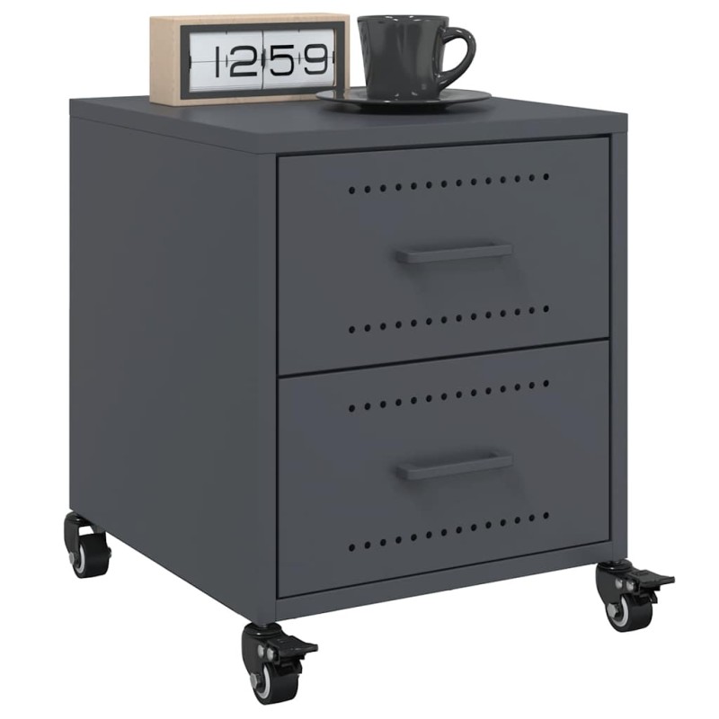vidaXL Κομοδίνα 2 τεμ. Ανθρακί 36x39x43,5 εκ. από Χάλυβα