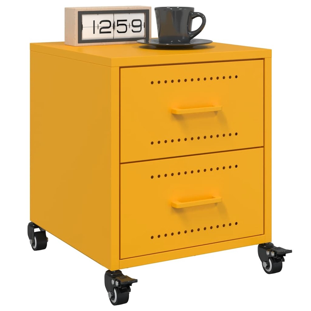 vidaXL Κομοδίνα 2 τεμ. Μουσταρδί 36x39x43,5 εκ. από Χάλυβα