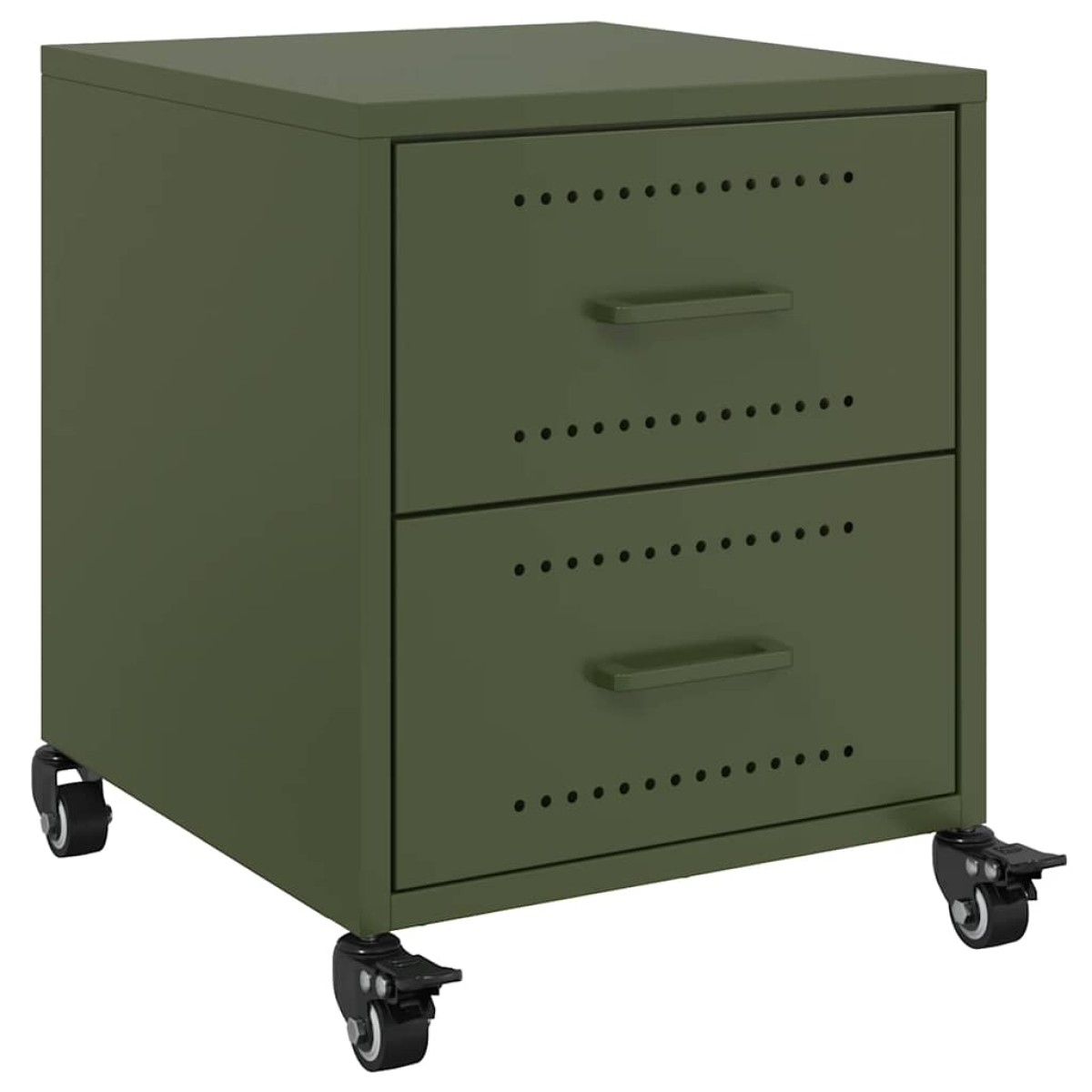 vidaXL Κομοδίνα 2 τεμ. Πράσινο Λαδί 36x39x43,5 εκ. από Χάλυβα