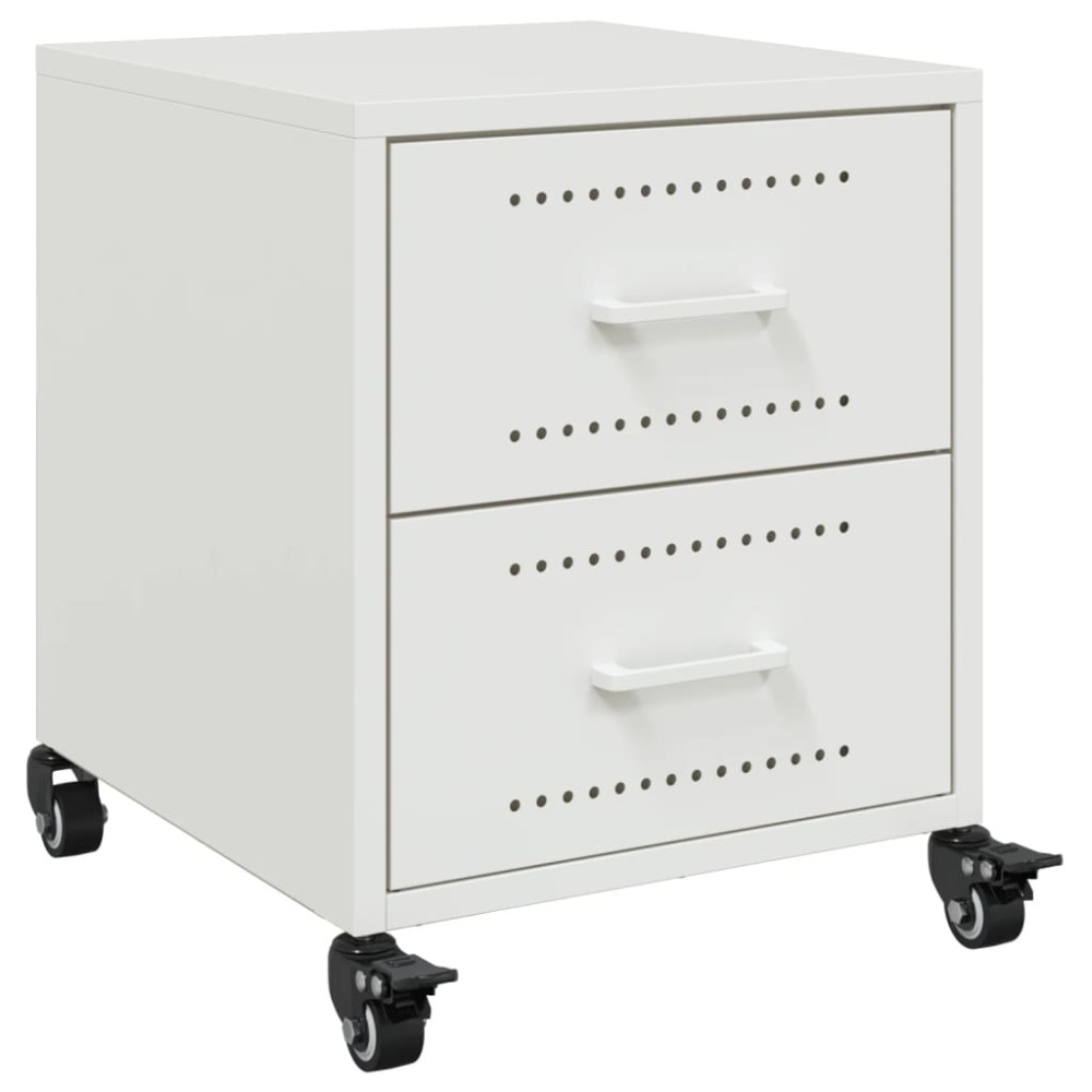 vidaXL Κομοδίνο Λευκό 36x39x43,5 εκ. από Χάλυβα