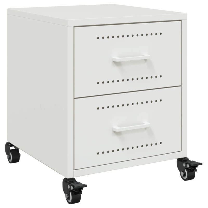 vidaXL Κομοδίνο Λευκό 36x39x43,5 εκ. από Χάλυβα