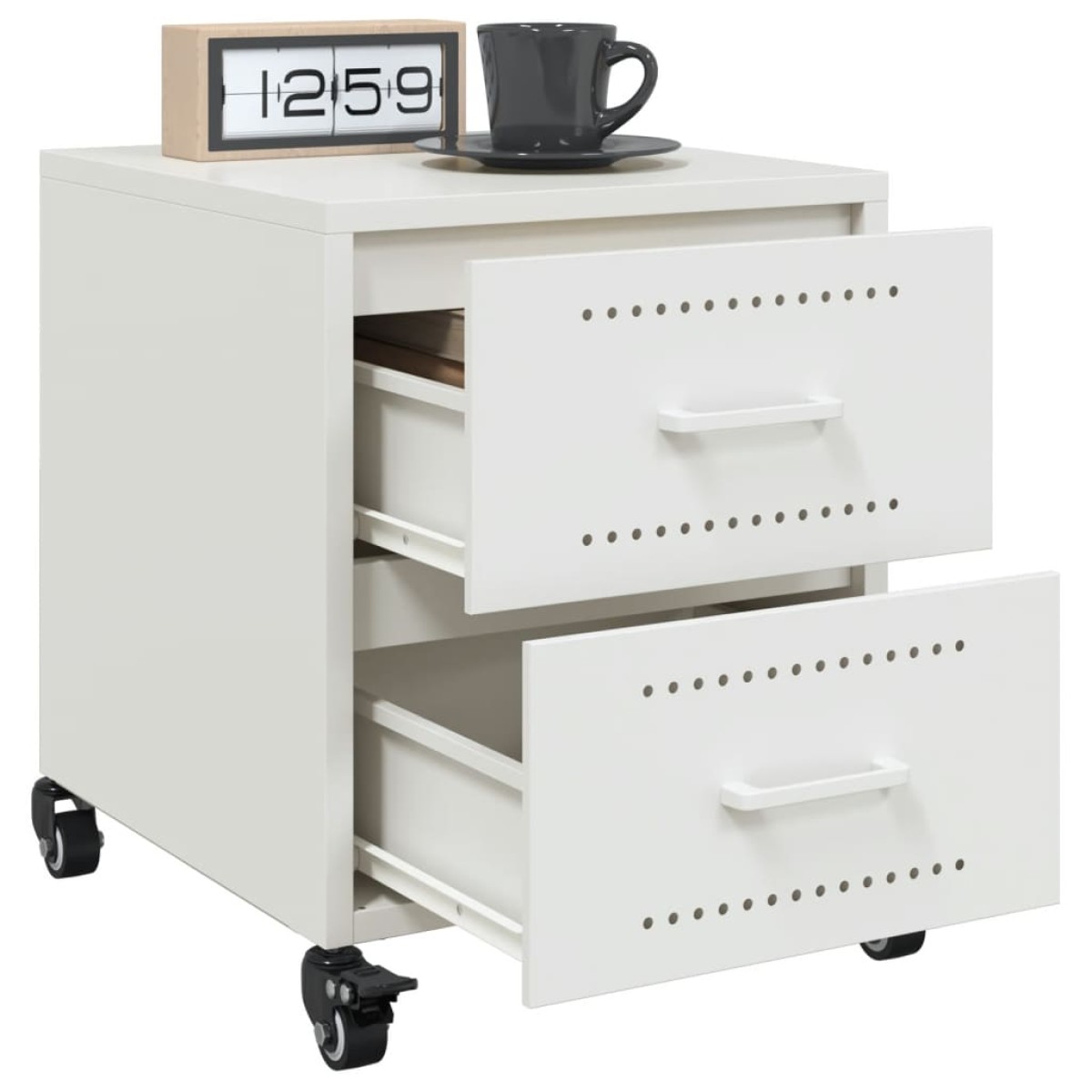 vidaXL Κομοδίνο Λευκό 36x39x43,5 εκ. από Χάλυβα