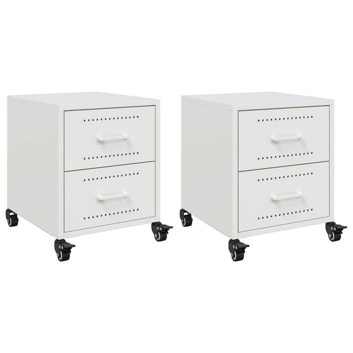 vidaXL Κομοδίνα 2 τεμ. Λευκό 36x39x43,5 εκ. από Χάλυβα
