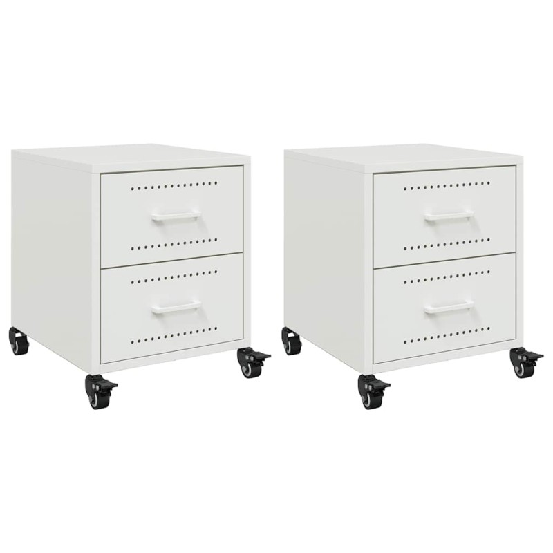 vidaXL Κομοδίνα 2 τεμ. Λευκό 36x39x43,5 εκ. από Χάλυβα