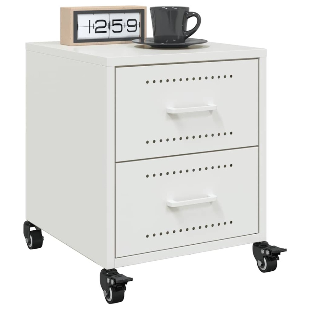 vidaXL Κομοδίνα 2 τεμ. Λευκό 36x39x43,5 εκ. από Χάλυβα