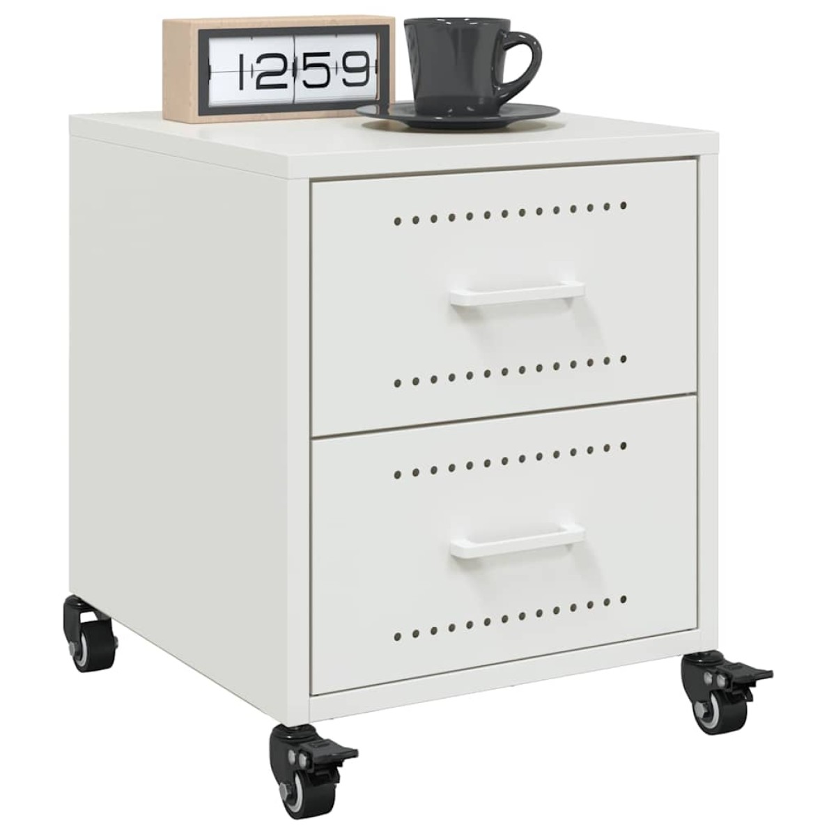 vidaXL Κομοδίνα 2 τεμ. Λευκό 36x39x43,5 εκ. από Χάλυβα