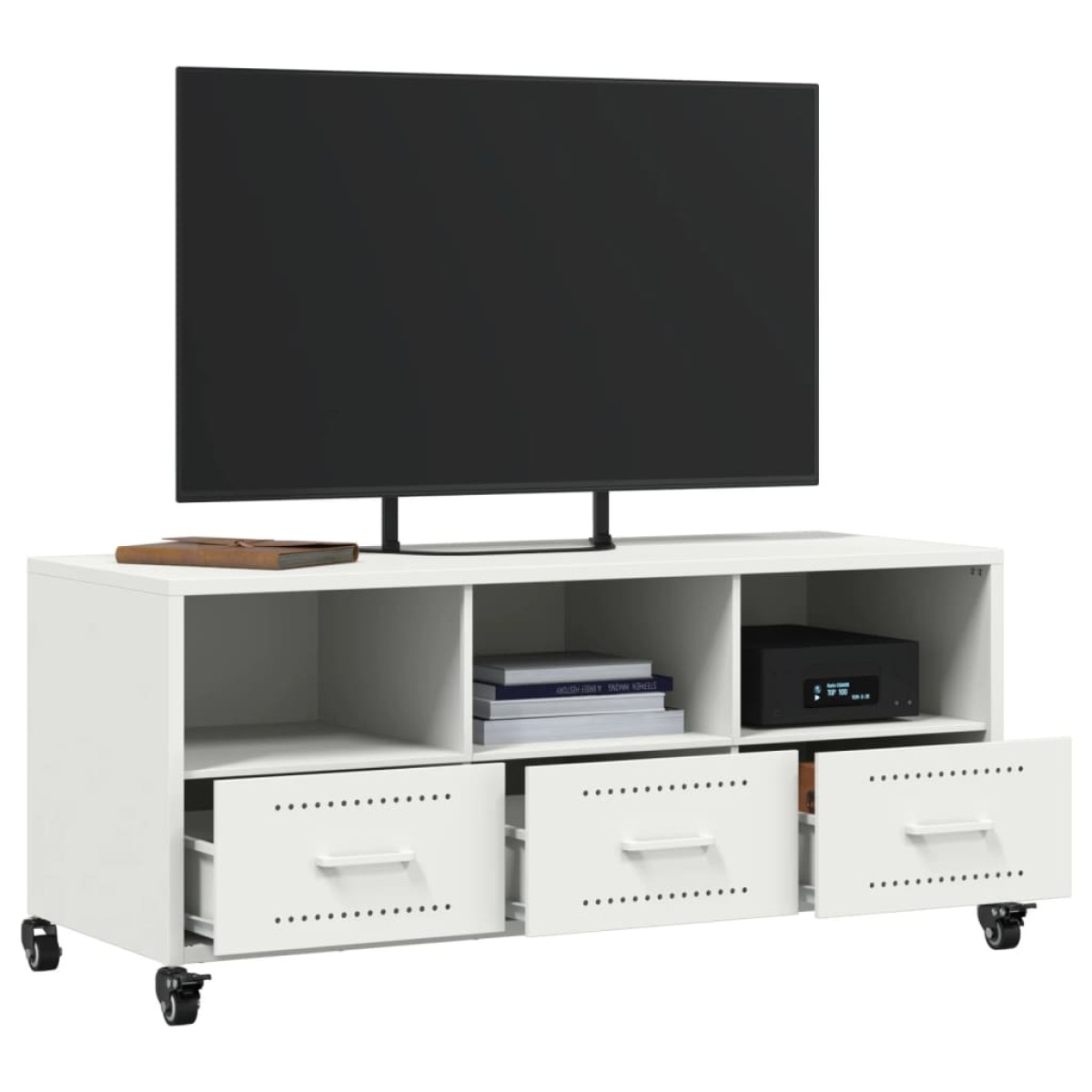 vidaXL Έπιπλο Τηλεόρασης Λευκό 100,5x39x43,5 εκ. Ατσάλι