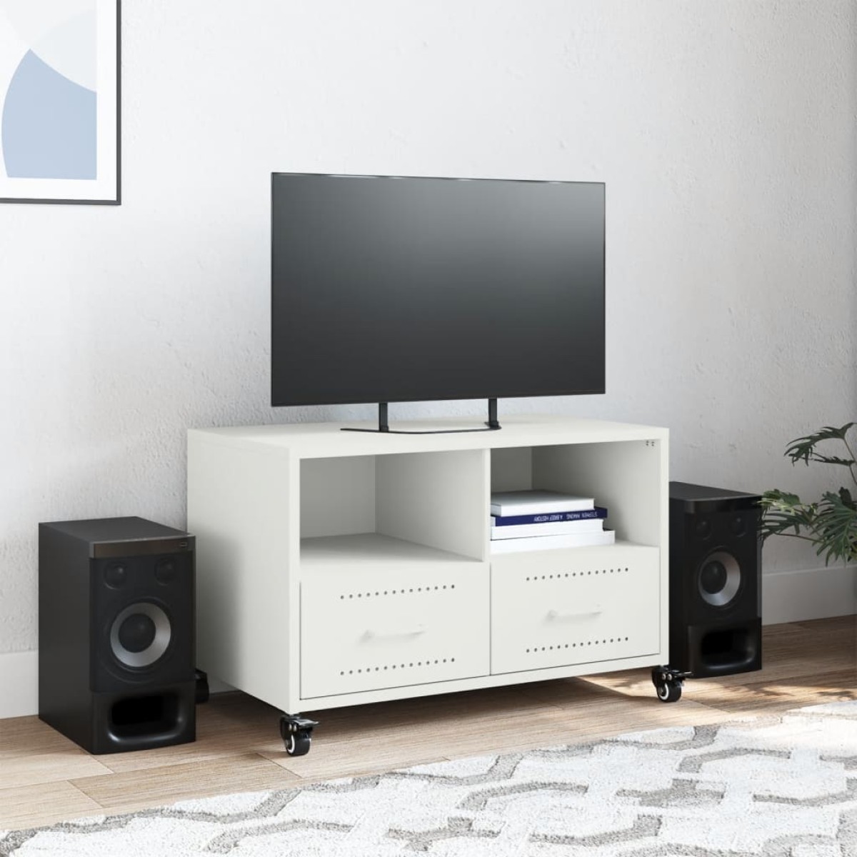 vidaXL Έπιπλο Τηλεόρασης Λευκό 68 x 39 x 43,5 εκ. Χάλυβας