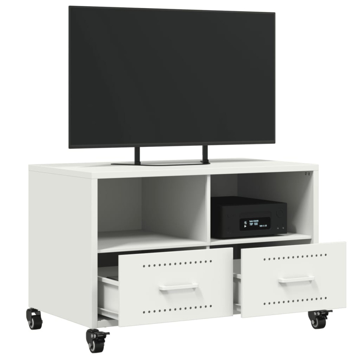 vidaXL Έπιπλο Τηλεόρασης Λευκό 68 x 39 x 43,5 εκ. Χάλυβας