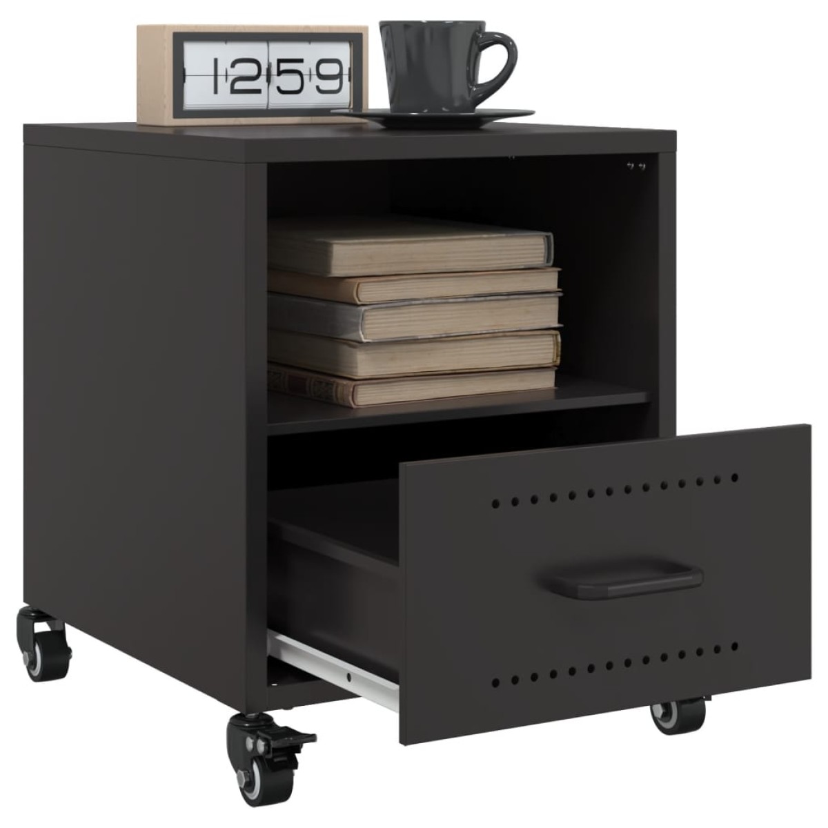 vidaXL Κομοδίνο Μαύρο 36x39x43,5 εκ. από Χάλυβα