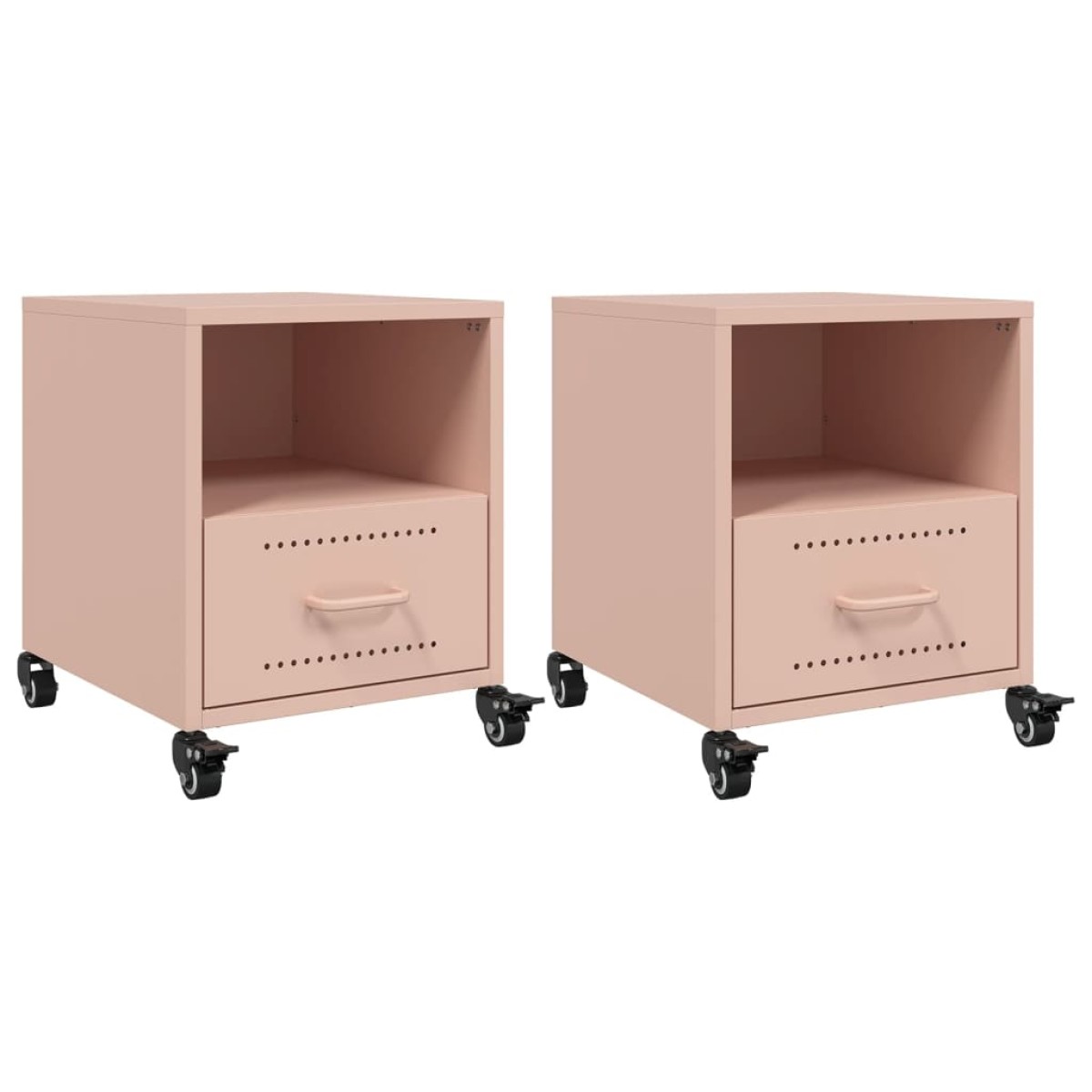 vidaXL Κομοδίνα 2 τεμ. Ροζ 36x39x43,5 εκ. από Χάλυβα