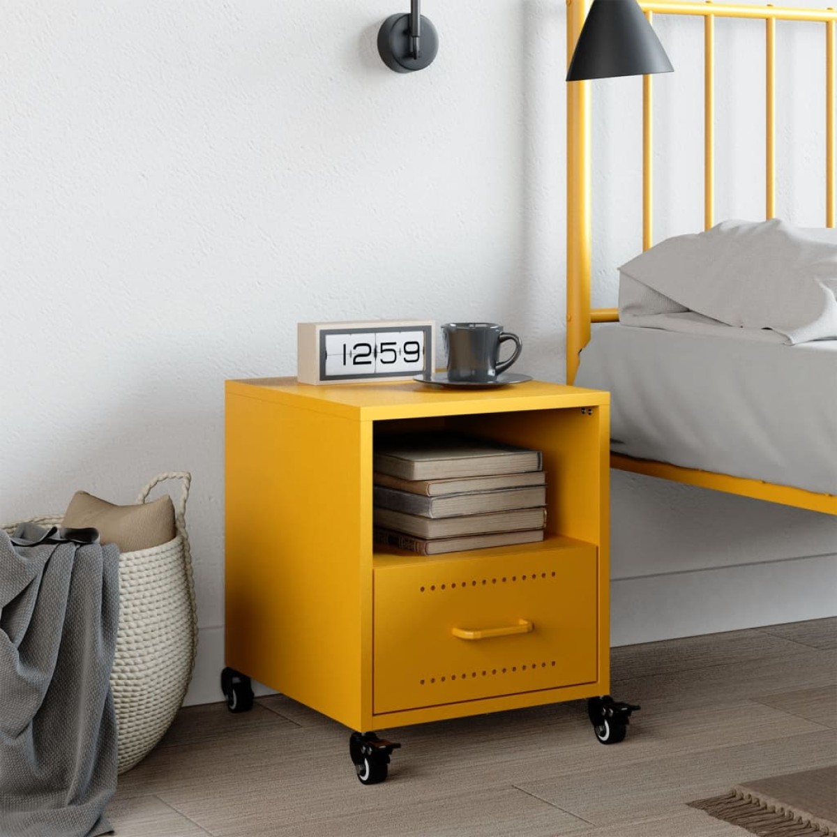 vidaXL Κομοδίνο Μουσταρδί 36x39x43,5 εκ. από Χάλυβα