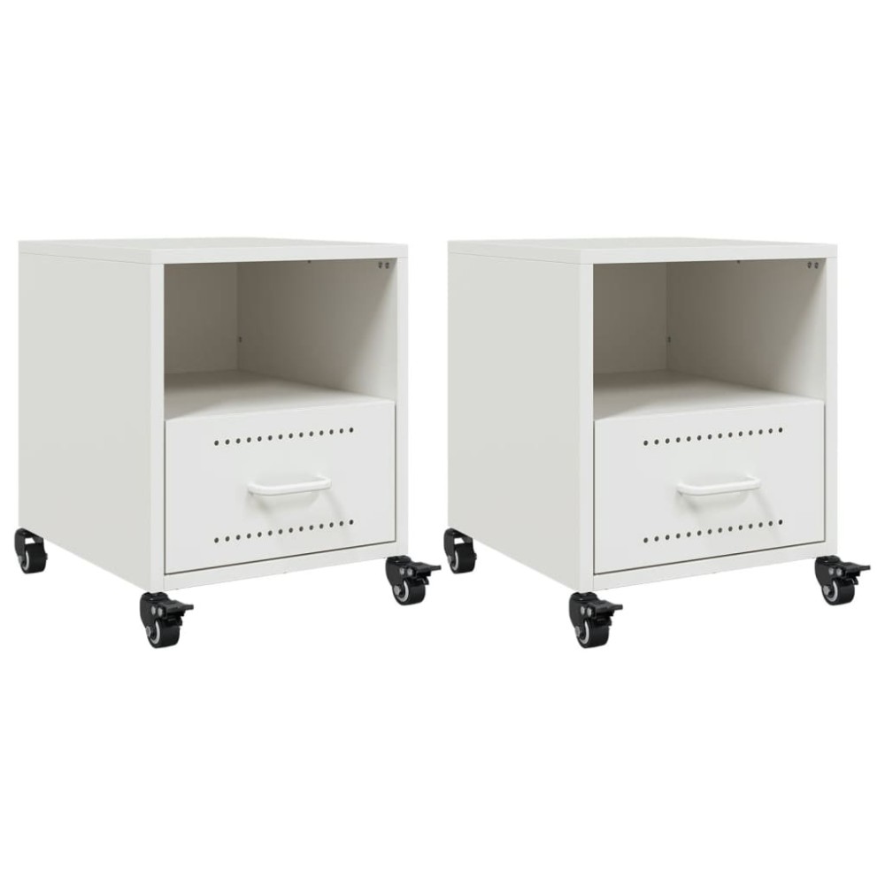 vidaXL Κομοδίνα 2 τεμ. Λευκό 36x39x43,5 εκ. από Χάλυβα