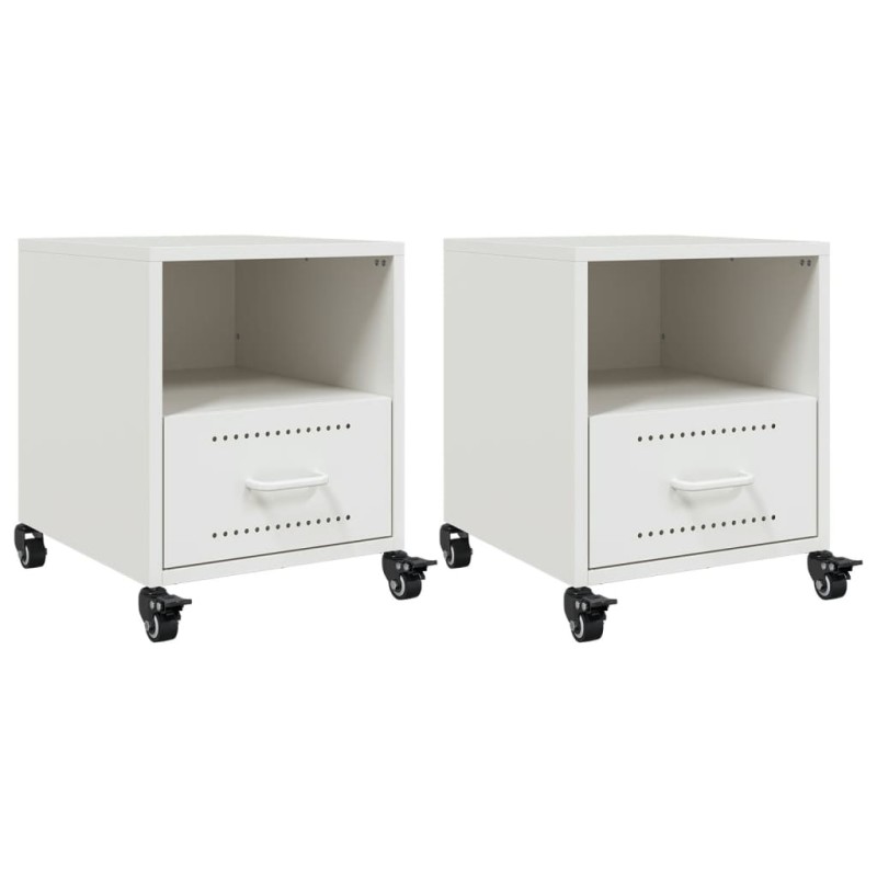vidaXL Κομοδίνα 2 τεμ. Λευκό 36x39x43,5 εκ. από Χάλυβα