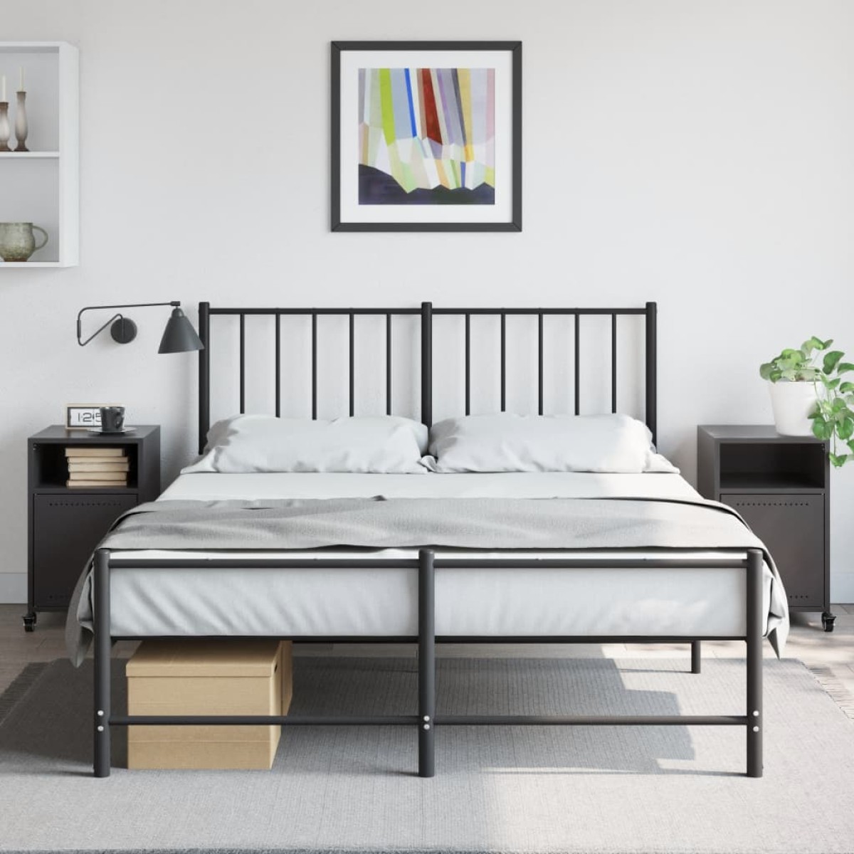 vidaXL Κομοδίνα 2 τεμ. Μαύρα 36x39x59 εκ. Χάλυβα