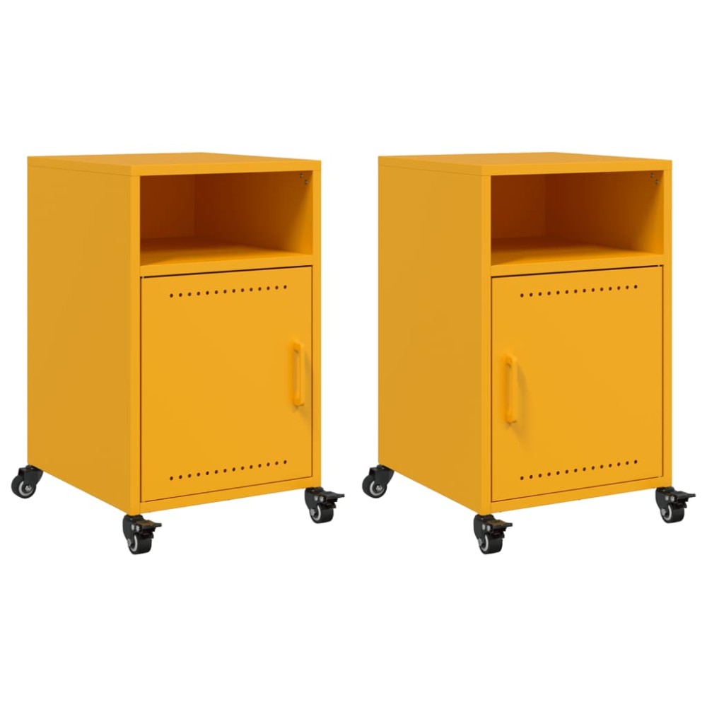 vidaXL Κομοδίνα 2 τεμ. Μουσταρδί 36x39x59 εκ. από Χάλυβα