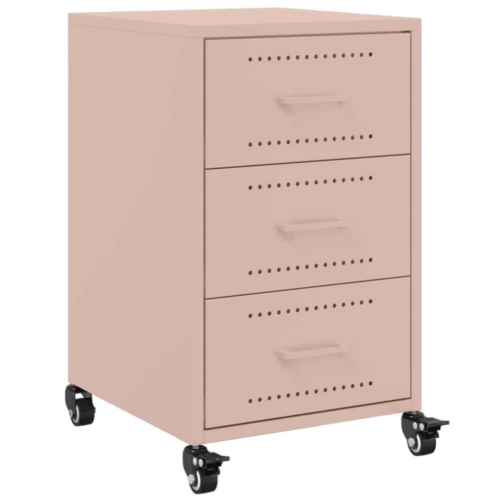 vidaXL Κομοδίνο Ροζ 36x39x59 εκ. από Χάλυβα