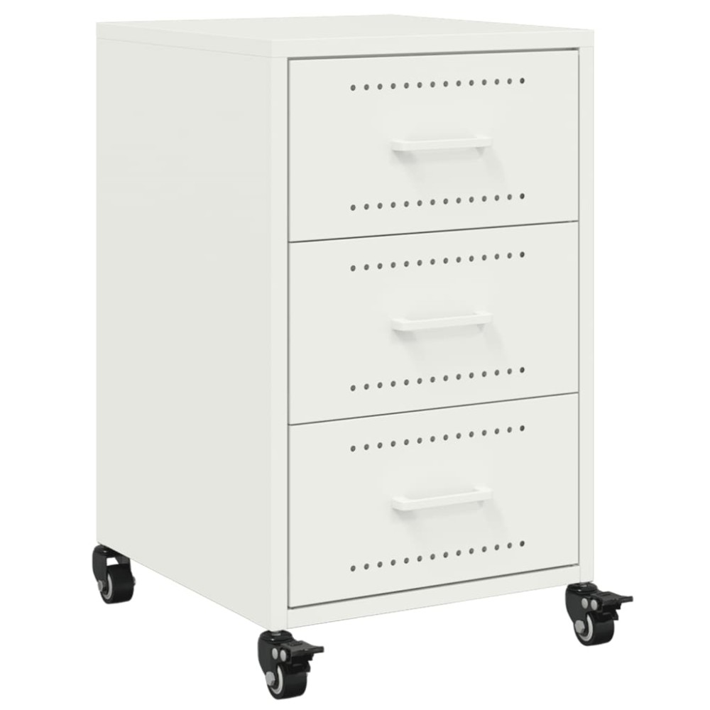 vidaXL Κομοδίνο Λευκό 36x39x59 εκ. από Χάλυβα