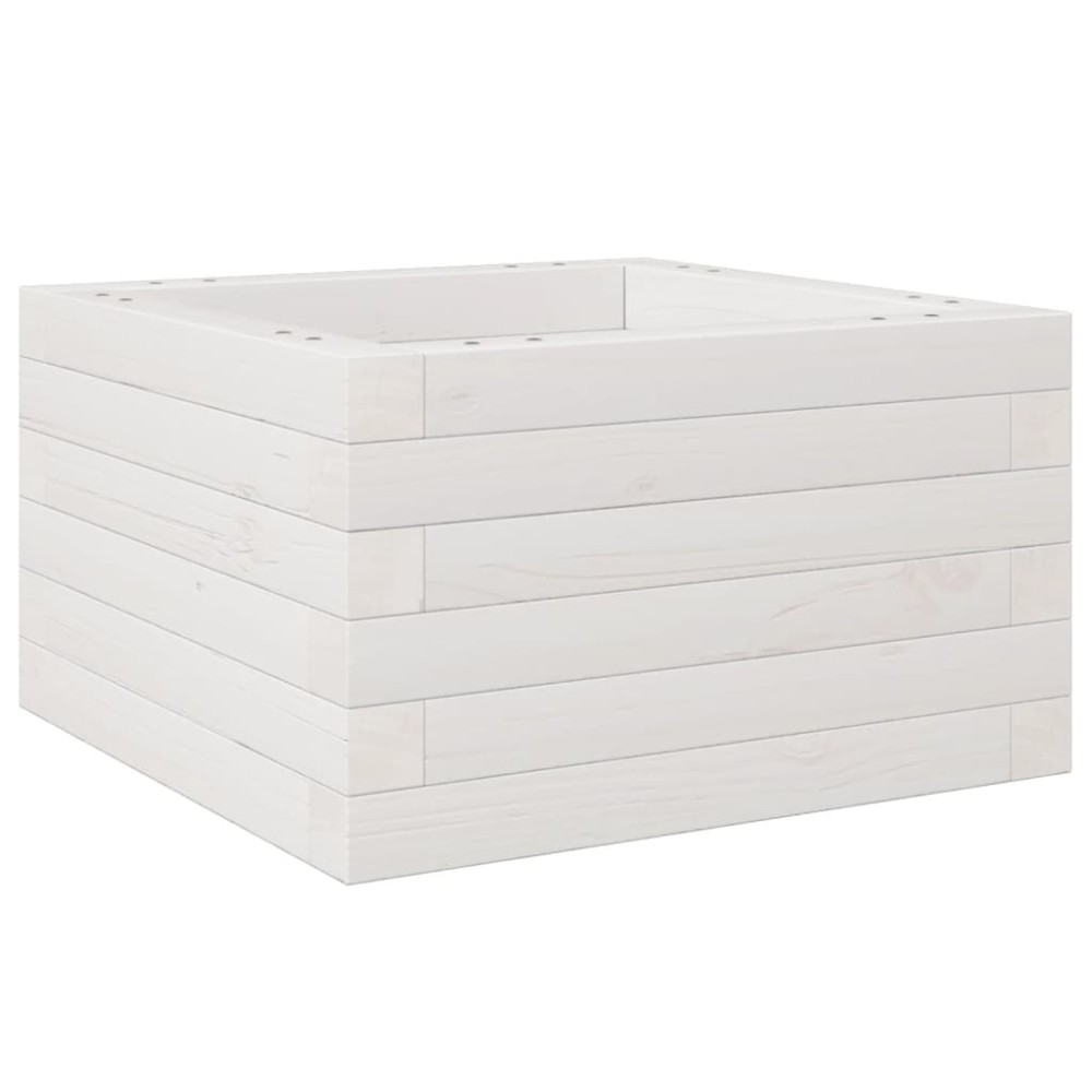vidaXL Ζαρντινιέρα Κήπου Λευκή 40x40x23 εκ. από Μασίφ Ξύλο Πεύκου