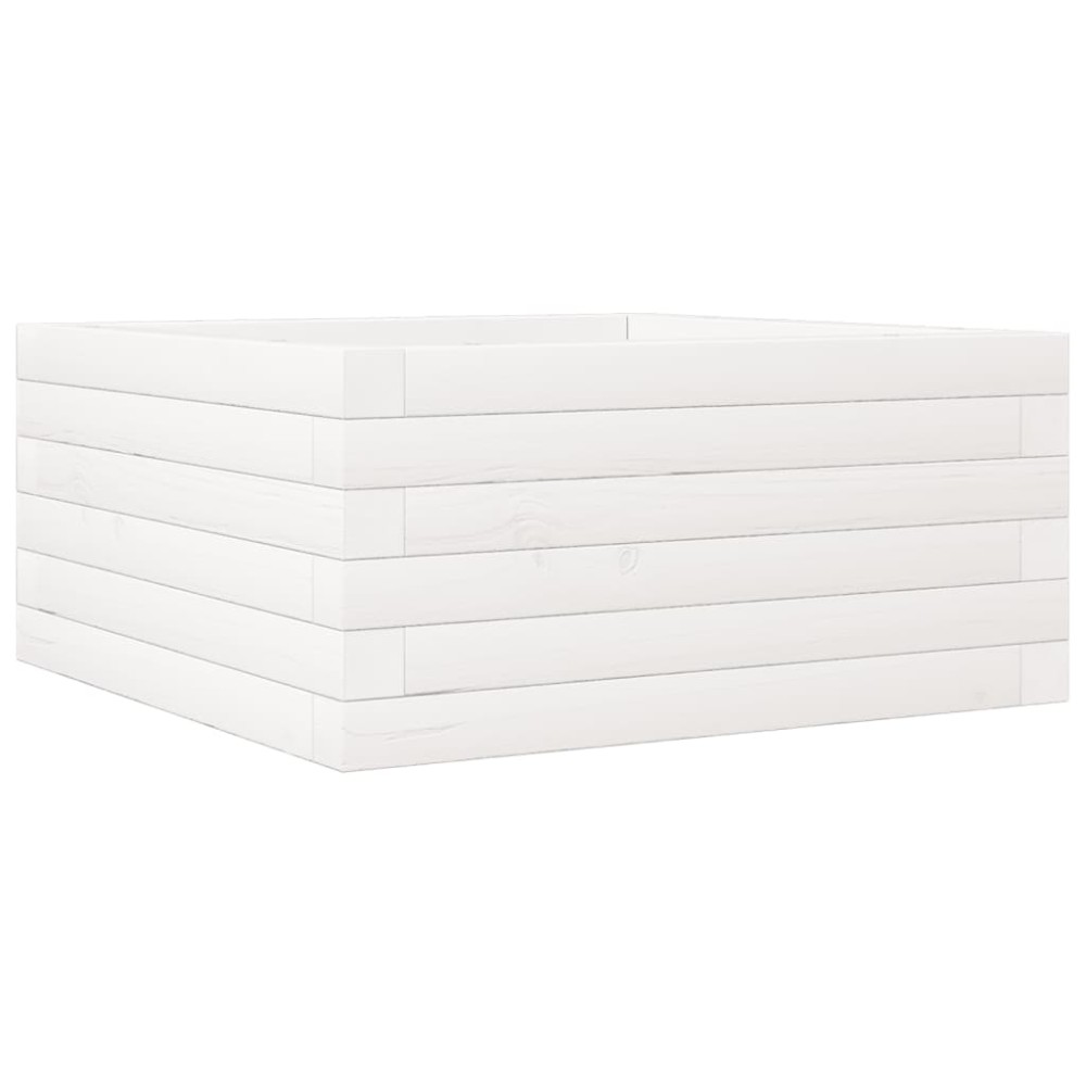 vidaXL Ζαρντινιέρα Κήπου Λευκή 50x50x23 εκ. από Μασίφ Ξύλο Πεύκου