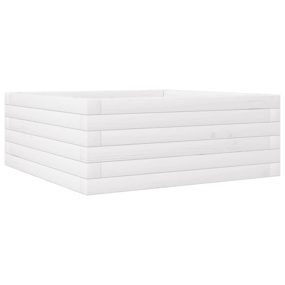 vidaXL Ζαρντινιέρα Λευκή 60x60x23 εκ. από Μασίφ Ξύλο Πεύκου