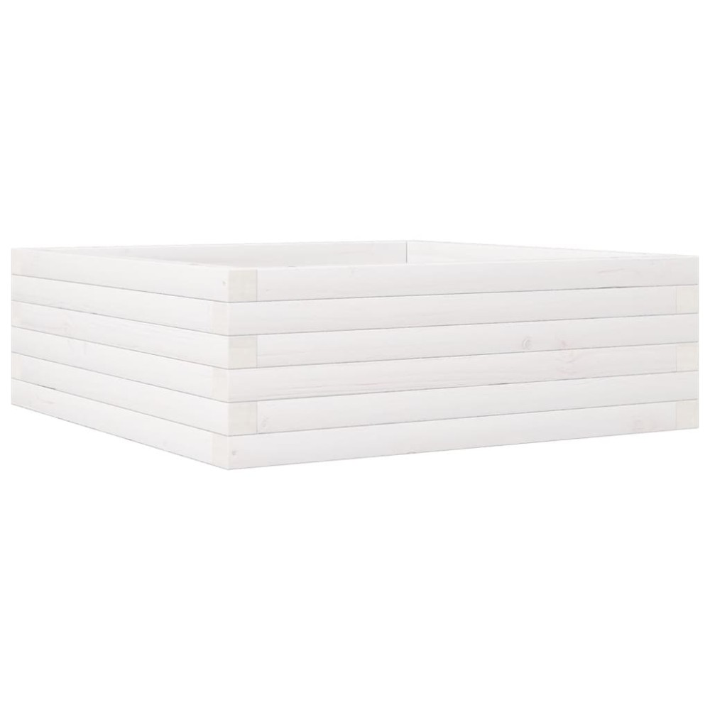 vidaXL Ζαρντινιέρα Κήπου Λευκή 70x70x23 εκ. από Μασίφ Ξύλο Πεύκου