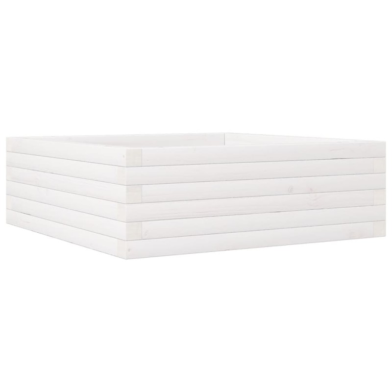 vidaXL Ζαρντινιέρα Κήπου Λευκή 70x70x23 εκ. από Μασίφ Ξύλο Πεύκου