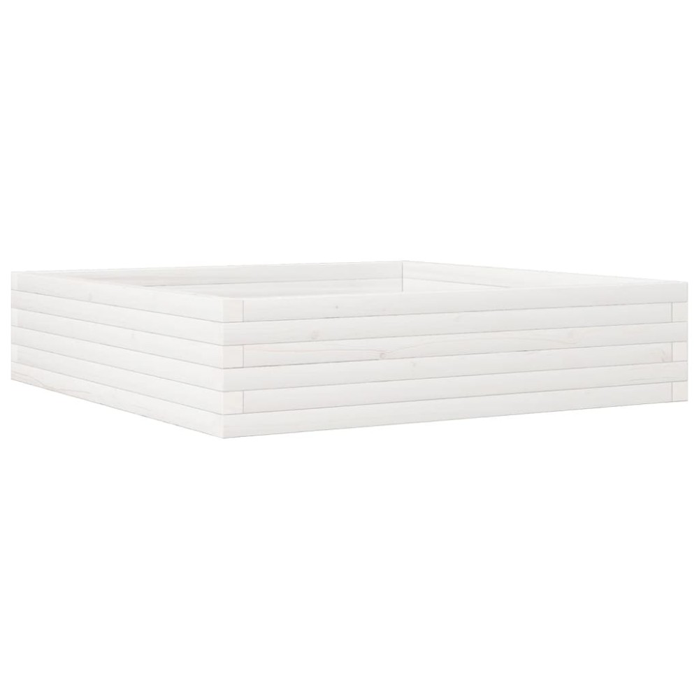 vidaXL Ζαρντινιέρα Κήπου Λευκή 100x100x23 εκ. από Μασίφ Ξύλο Πεύκου