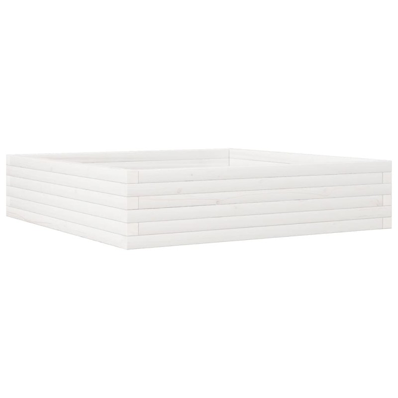 vidaXL Ζαρντινιέρα Κήπου Λευκή 100x100x23 εκ. από Μασίφ Ξύλο Πεύκου
