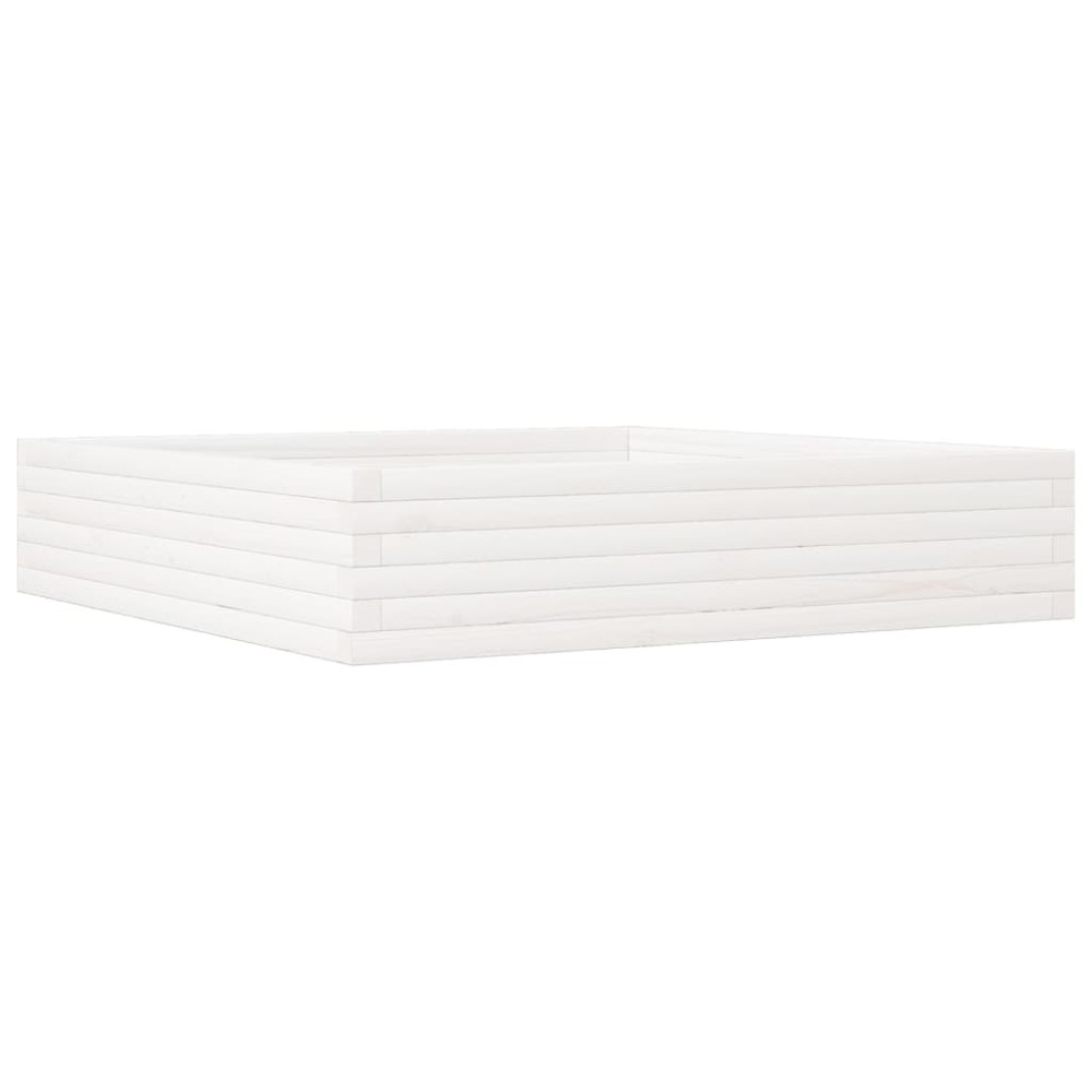 vidaXL Ζαρντινιέρα Κήπου Λευκή 110x110x23 εκ. από Μασίφ Ξύλο Πεύκου